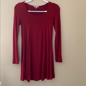 Red long sleeve fit and flare dress